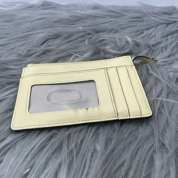 Marc Jacobs Leather Top Zip Card Case Wristlet Wallet Light Yellow - Picture 5 of 6